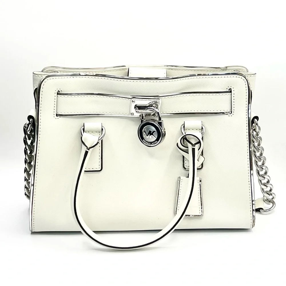 Michael Kors White Satchel with Silver Accents 2-Way Bag